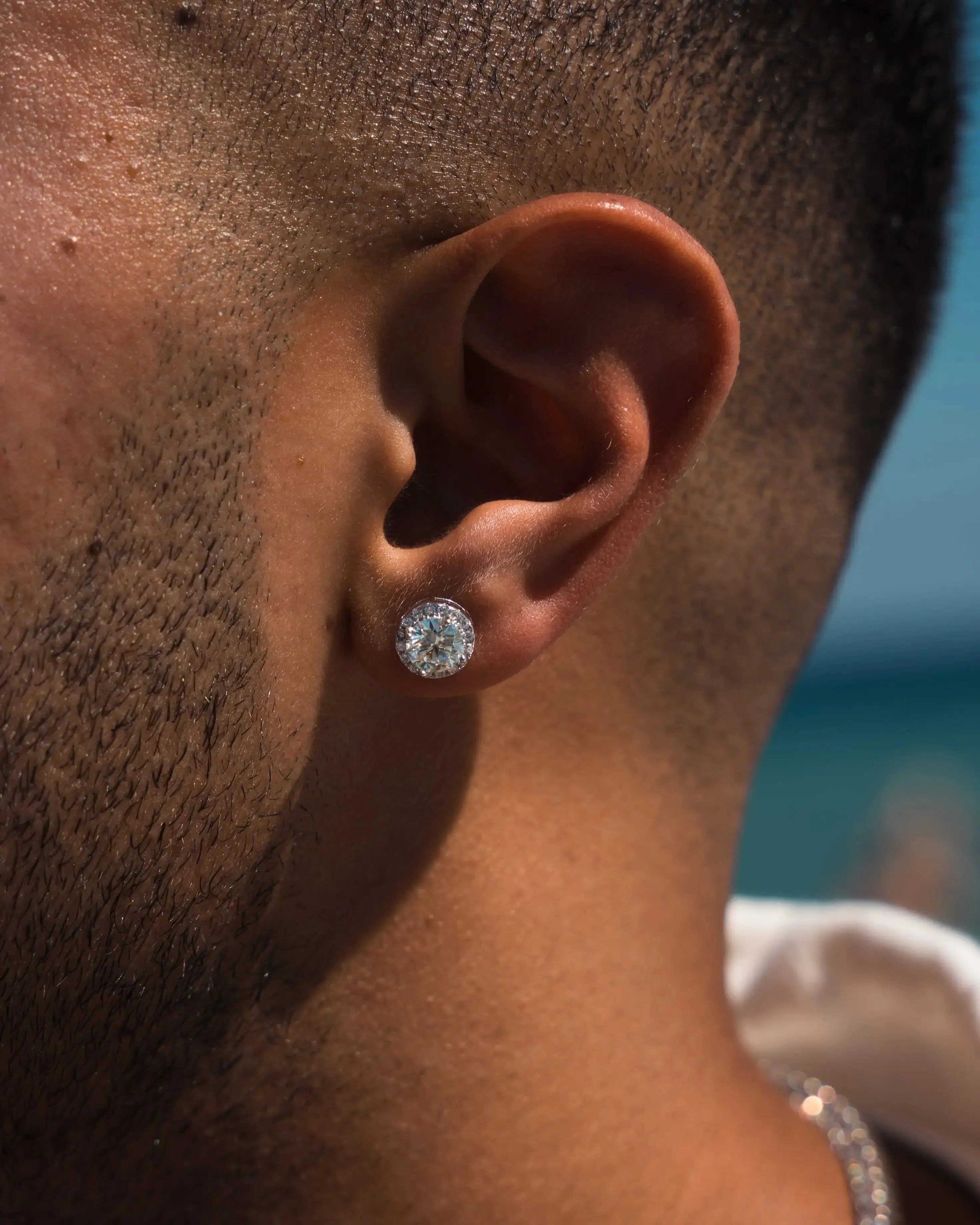 6MM Halo Moissanite Earrings